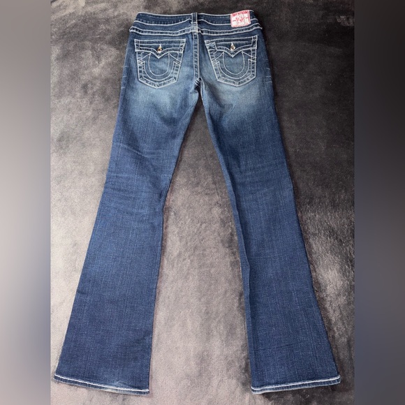 True Religion Size 30 Disco Becky Big T Dark Wash Low Rise Bootcut Jeans - Picture 12 of 12
